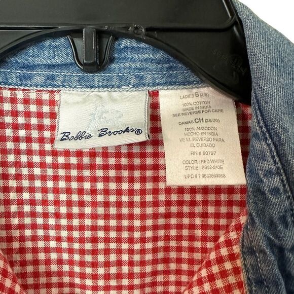 Vintage 90’s Bobbie Brooks Red Checkered Sailboat Shirt Size Small - Picture 4 of 5